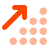 Orange dots stacked with an upwards arrow on the side icon
